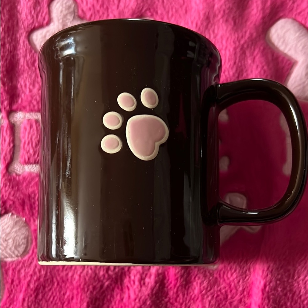 Black Mug with Pink Paw Print